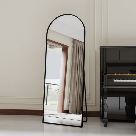 Espejo de piso con aleación de aluminio, espejo de longitud completa de vidrio templado, espejo de longitud completa para dormitorio, zona de entrada, pasillo